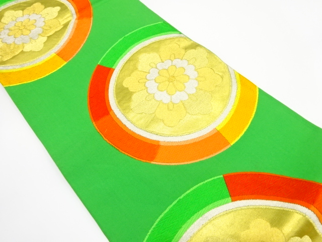 JAPANESE KIMONO / ANTIQUE FUKURO OBI / SILK / WOVEN ROUNDEL